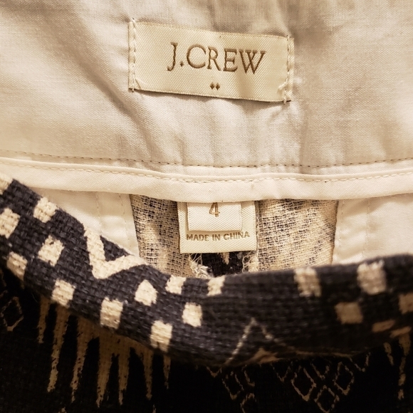 J. Crew Cotton Art Deco Shorts Blue Cream Size 4 - Picture 5 of 9